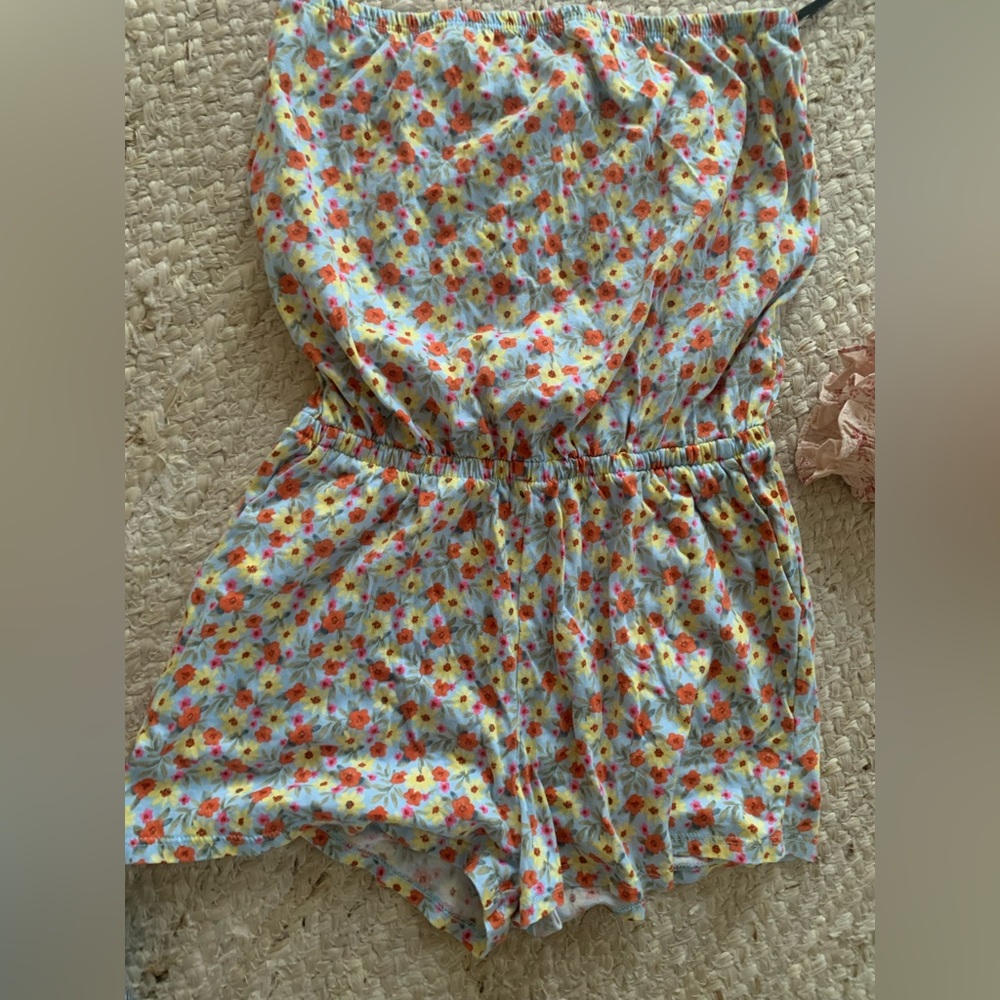 Forever 21 Sleeveless Romper Beach Coverup Floral S Small